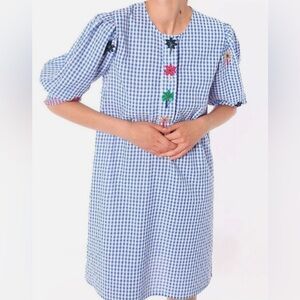 Vilagallo Palm Trees Gingham Resortwear Dress